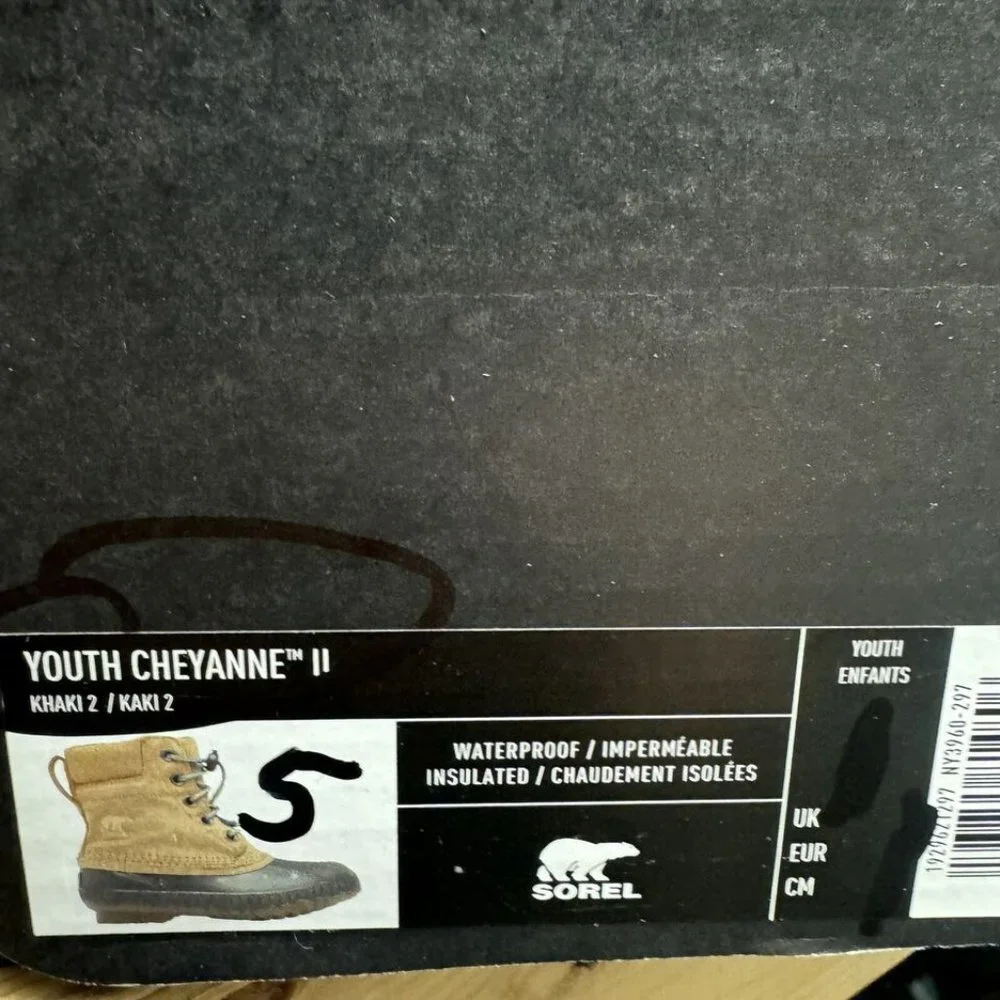 Sorel Youth Cheyanne II Waterproof Boot Khaki Size 5 M